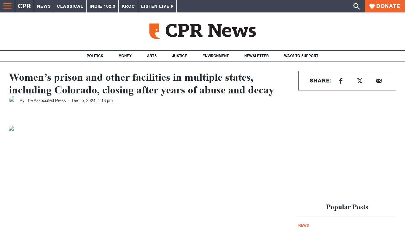 Women's prison and other facilities in multiple states, including Colorado, closing after years of abuse and decay