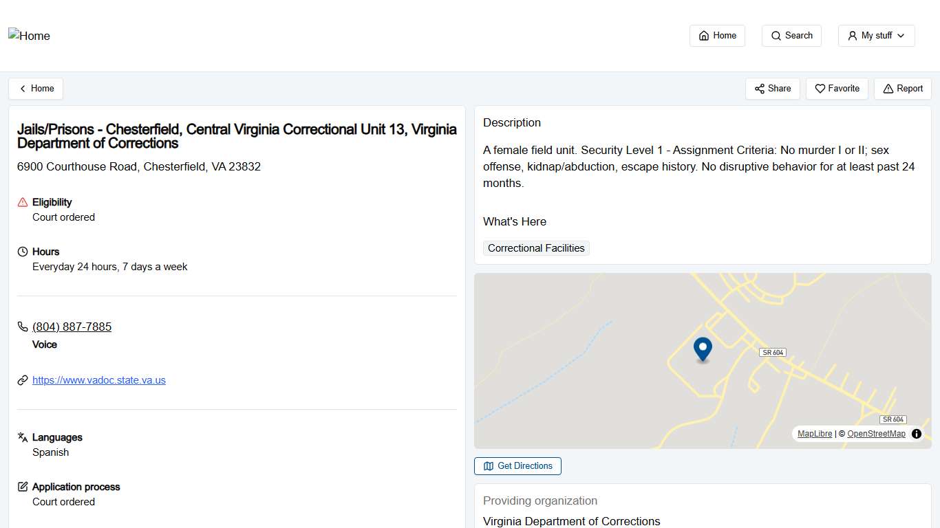 Jails/Prisons - Chesterfield, Central Virginia Correctional Unit 13, Virginia Department of Corrections