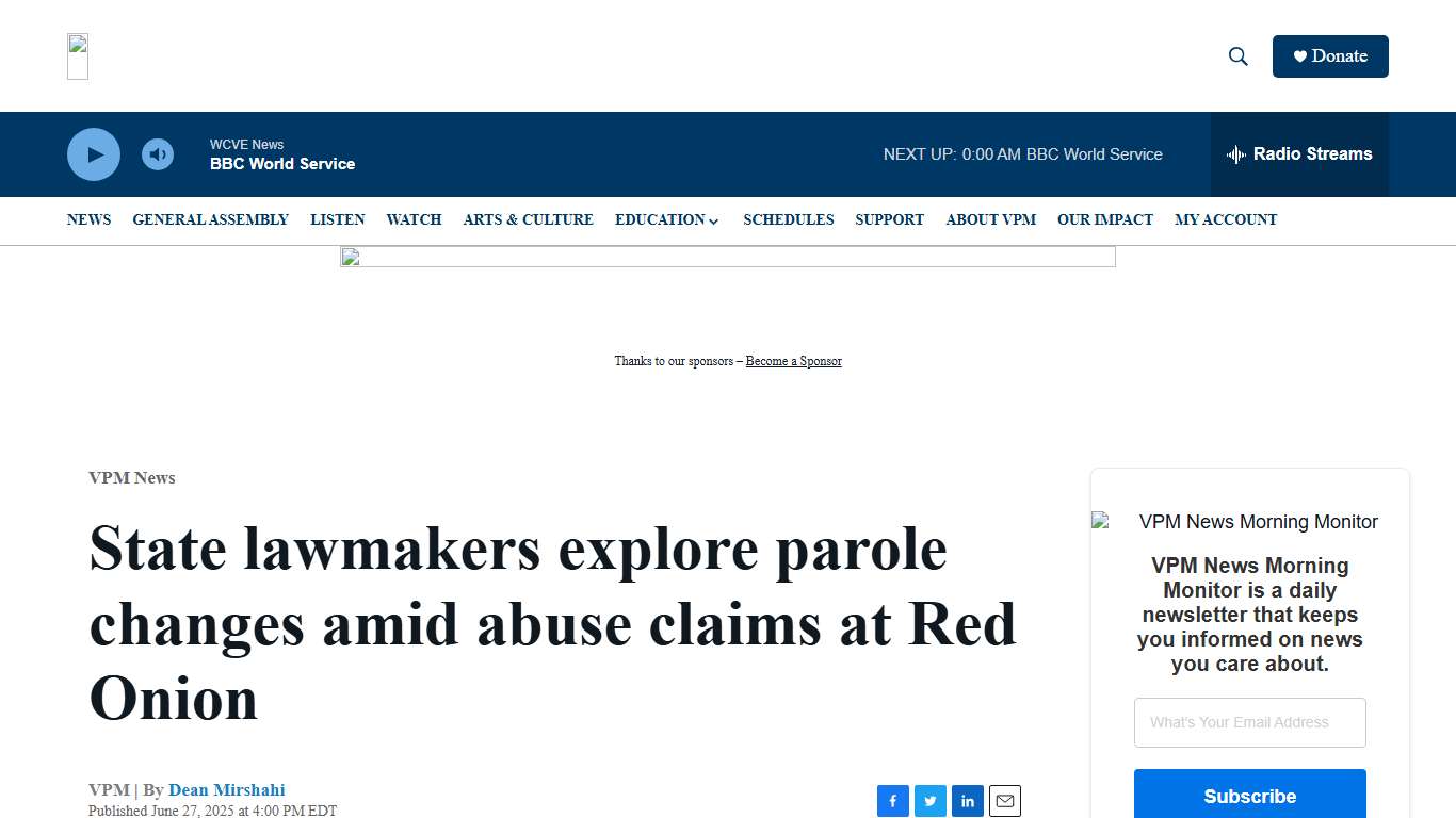 State lawmakers explore parole changes amid abuse claims at Red Onion